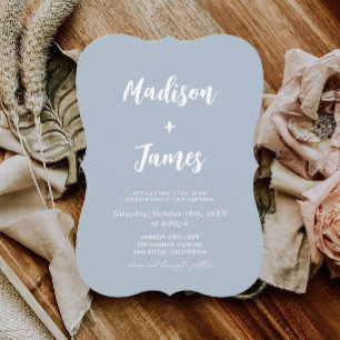 Invitación Boda fotográfico simple azul claro