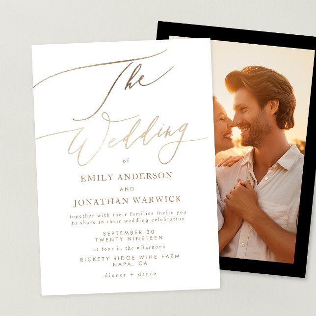 Invitación Boda fotográfico simple de caligrafía moderna de o (Subido por el creador)