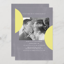 Invitación Boda fotográfico simple de piedra gris amarillo