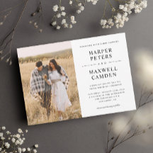 Boda fotográfico simple de tipografía en blanco y