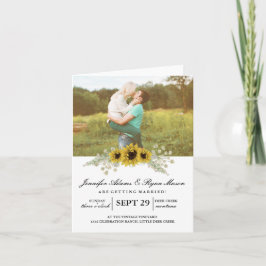 Invitación Boda fotográfico simple girasoles