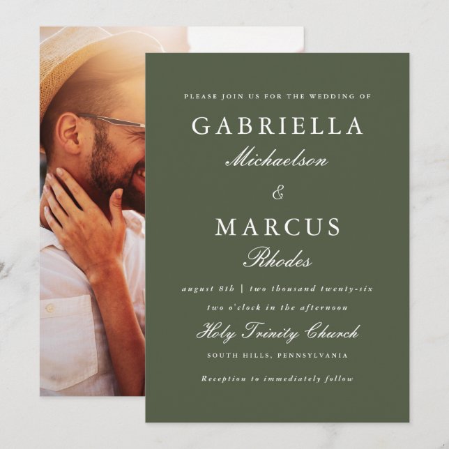Invitación Boda fotográfico simple y elegante (Anverso / Reverso)