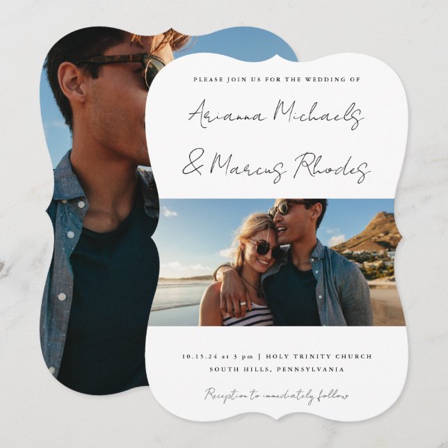 Invitación Boda fotográfico simple y moderno (Anverso / Reverso)