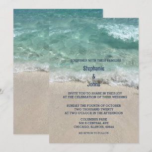 Invitación Boda fotográfico sobre el mar de arena turquesa Ve