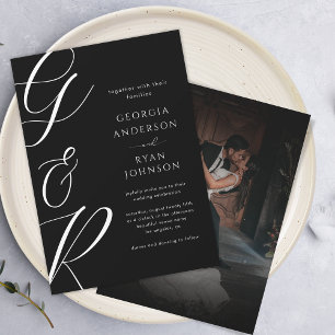 Invitación Boda fotográfico sobredimensionado de monograma os