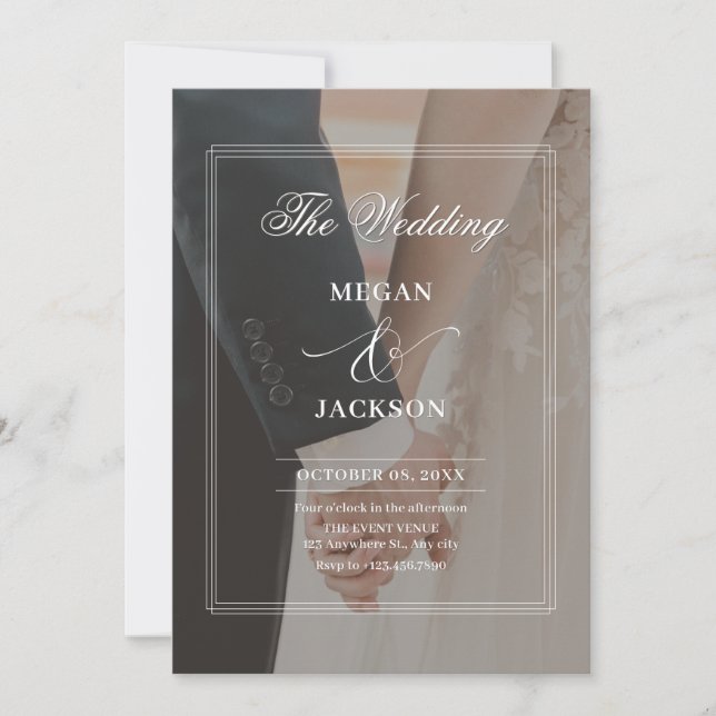 Invitación Boda fotográfico tranquilo (Anverso)