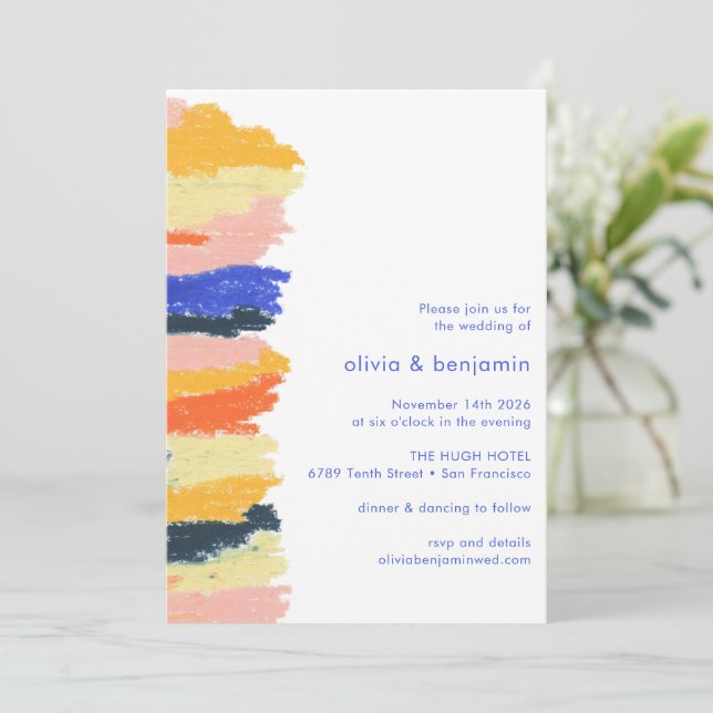 Invitación Boda fotográfico único de arte Artsy Blue Abstract (Anverso de pie)