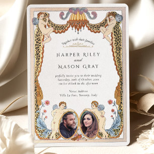 Invitación Boda fotográfico único de leopardo impreso Cherub