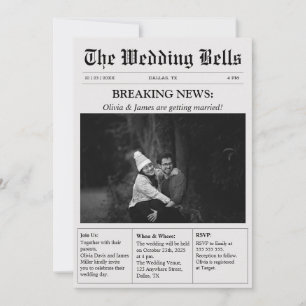 Invitación Boda fotográfico único de periódico