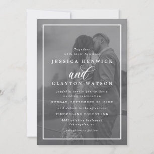 Invitación Boda fotográfico Vellum moderno con superposición 