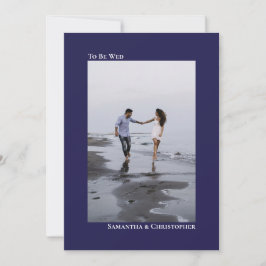 Invitación Boda fotográfico vertical azul de la marina Minima