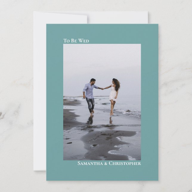 Invitación Boda fotográfico vertical Verde azulado simple Min (Anverso)