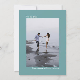 Invitación Boda fotográfico vertical Verde azulado simple Min