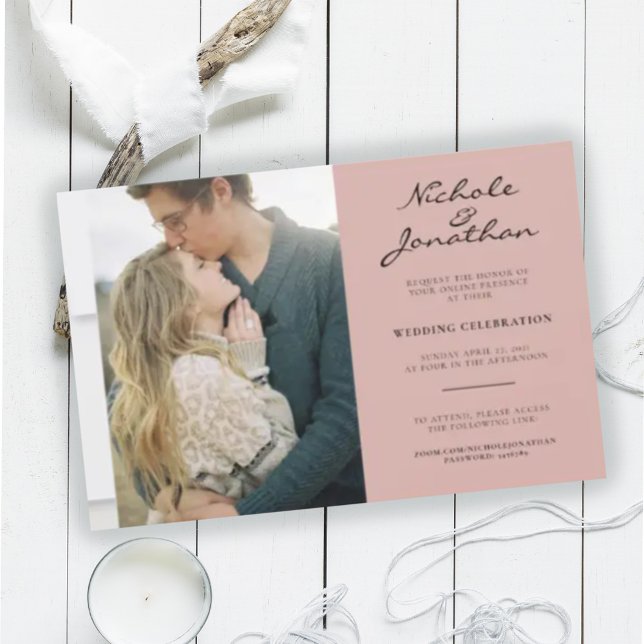 Invitación Boda fotográfico virtual rosado (Subido por el creador)