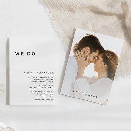 Invitación Boda fotográfico White Modern Bold We Do