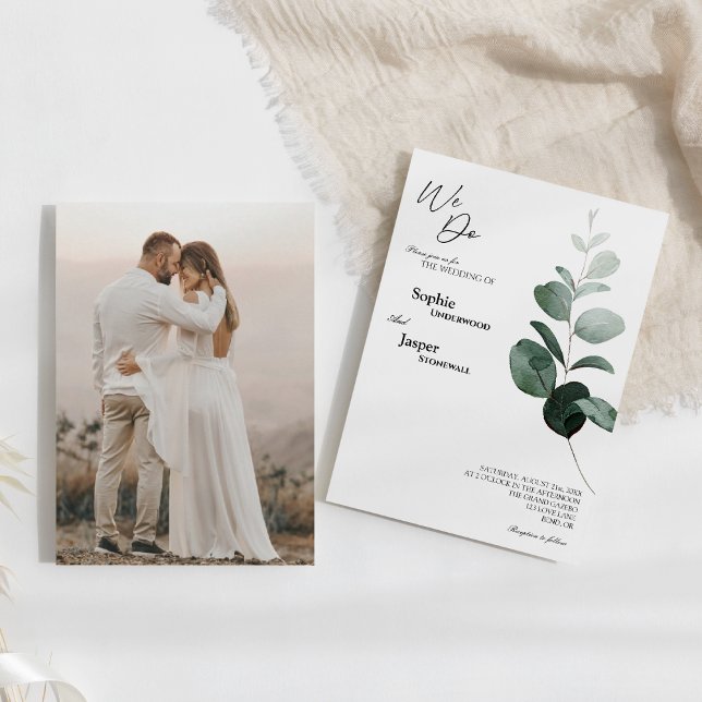 Invitación Boda fotográfico "White We Do" de la vegetación mo (Subido por el creador)