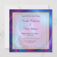 Boda Fractal Cósmica Swirly Violeta Azul y Rosa