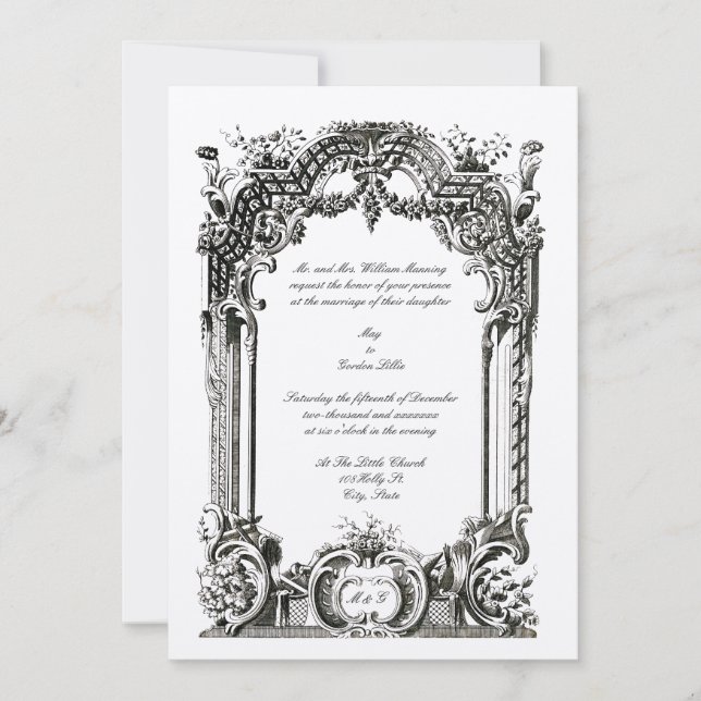 Invitación Boda francés barroco rococo vintage (Anverso)