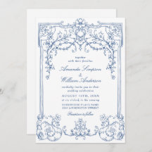 Boda francés Blue Victorian Ornate Grace Floral
