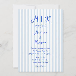 Invitación Boda francesa azul manuscrita