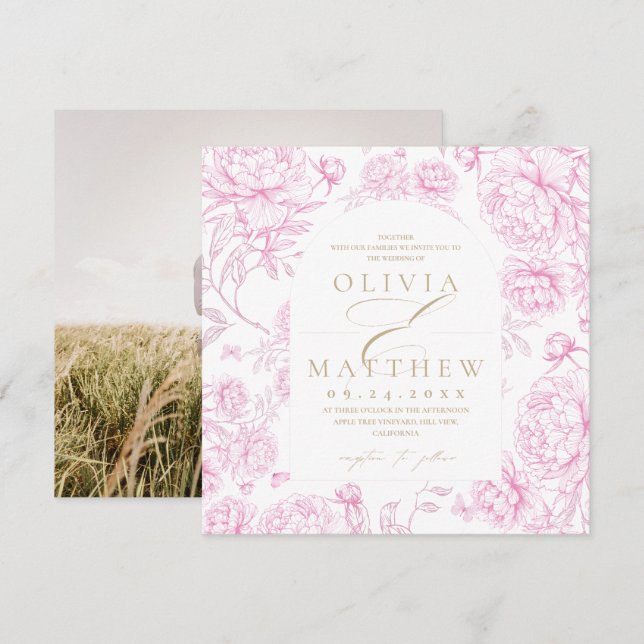 Invitación Boda Francesa Toile De Jouy (Anverso / Reverso)