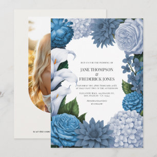 Invitación Boda French Blue, Storm Slate & Petal Fog
