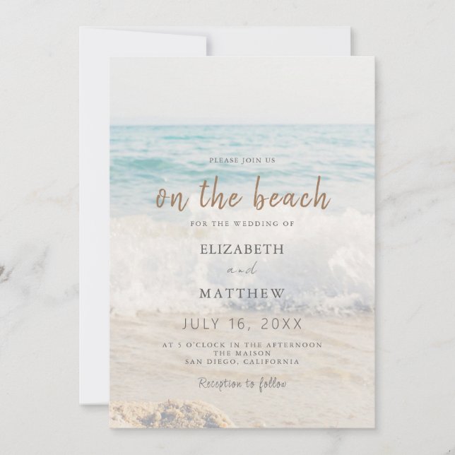Invitación Boda frente a la playa Boda costero/oceánico (Anverso)