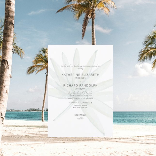 Invitación Boda Fronda Tropical Blanca Sin Padres Enumerados (Subido por el creador)