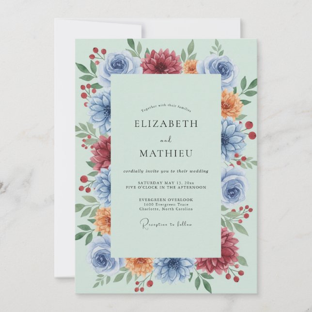 Invitación Boda Frondosa Azure Amber (Anverso)