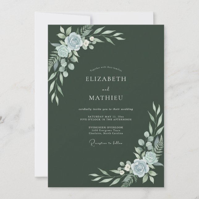 Invitación Boda Frondosa Bosque Pizarra (Anverso)