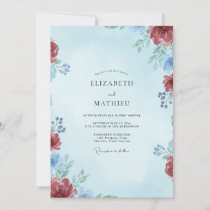 Invitación Boda Frondosa Carmesí Azure