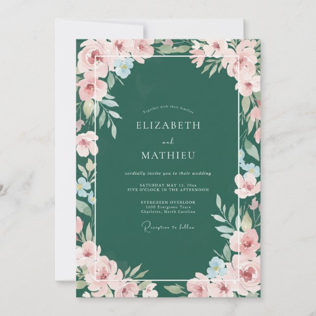 Invitación Boda Frondosa Caza Rubor (Anverso)