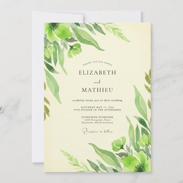 Invitación Boda Frondosa Chartreuse (Anverso)