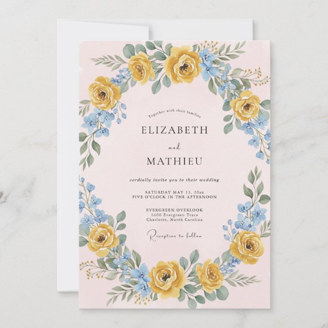 Invitación Boda Frondosa Cielo Dorado (Anverso)