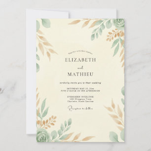 Invitación Boda Frondosa Cream Celadon