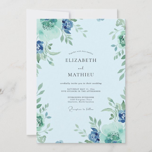 Invitación Boda Frondosa de Aciano Azur (Anverso)
