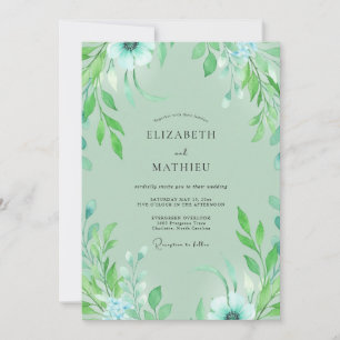 Invitación Boda Frondosa de Aguamarina y Menta