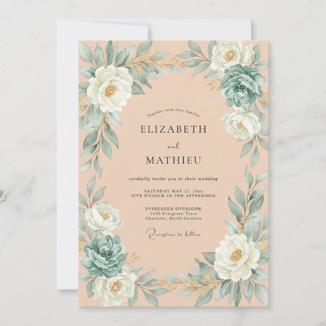 Invitación Boda Frondosa de Albaricoque Acuático (Anverso)