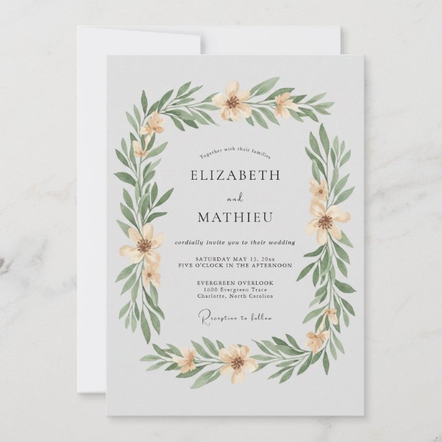 Invitación Boda Frondosa de Albaricoque con Champán (Anverso)