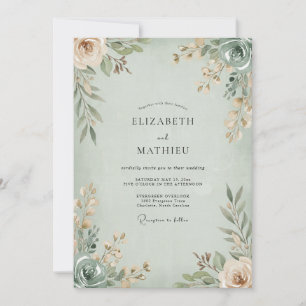 Invitación Boda Frondosa de Albaricoque Espuma de Mar