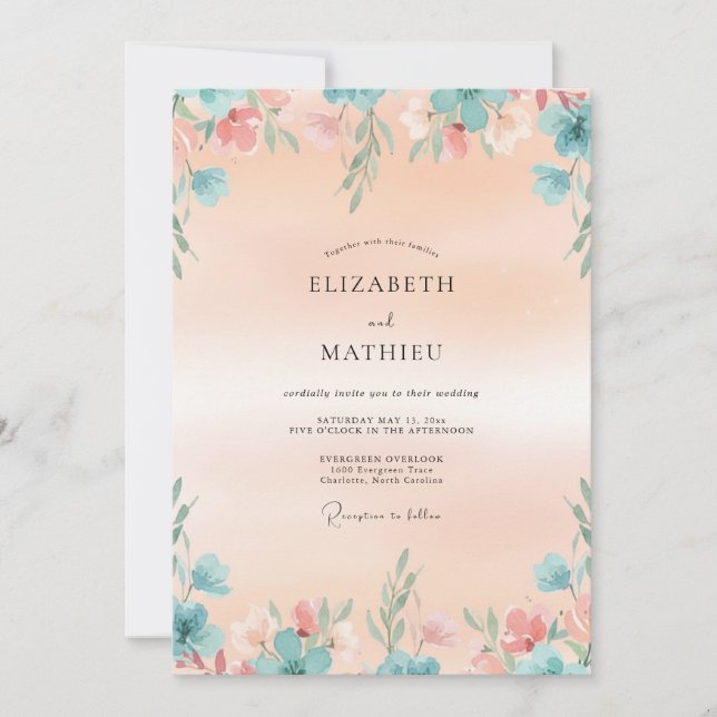 Invitación Boda Frondosa de Aqua Albaricoque (Anverso)