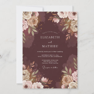 Invitación Boda Frondosa de Chocolate y Taupe