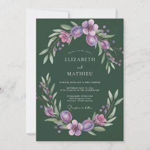 Invitación Boda Frondosa de Ciruela Musgo