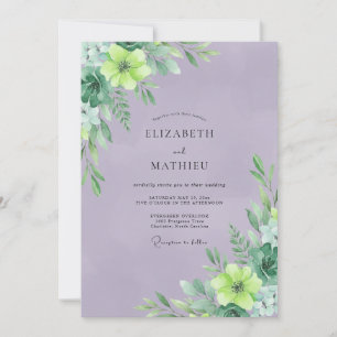 Invitación Boda Frondosa de Color Chartreuse Púrpura