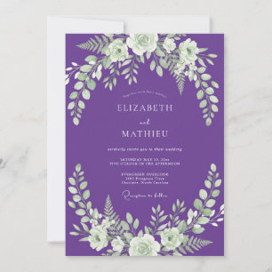 Invitación Boda Frondosa de Color Púrpura Real