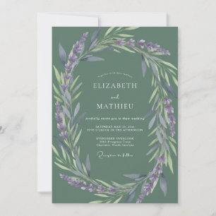 Invitación Boda Frondosa de Hojas de Lila Musgo
