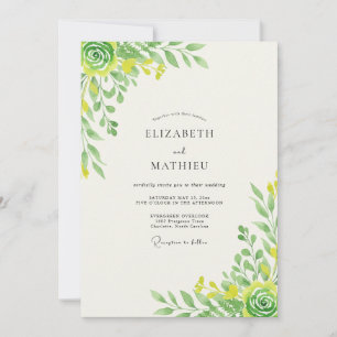 Invitación Boda frondosa de limón Chartreuse