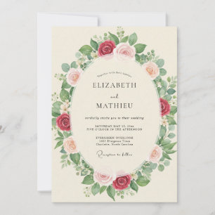 Invitación Boda Frondosa de Melocotón Carmesí