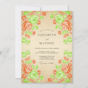 Invitación Boda Frondosa de Naranja y Lima