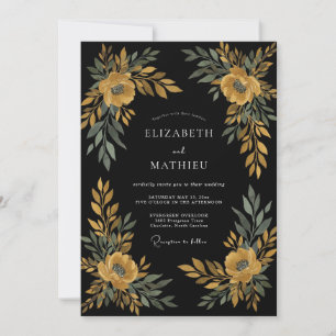 Invitación Boda Frondosa de Ocre Negro